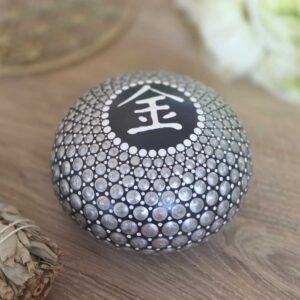 Élément Métal • Galet Feng Shui Argent & Noir